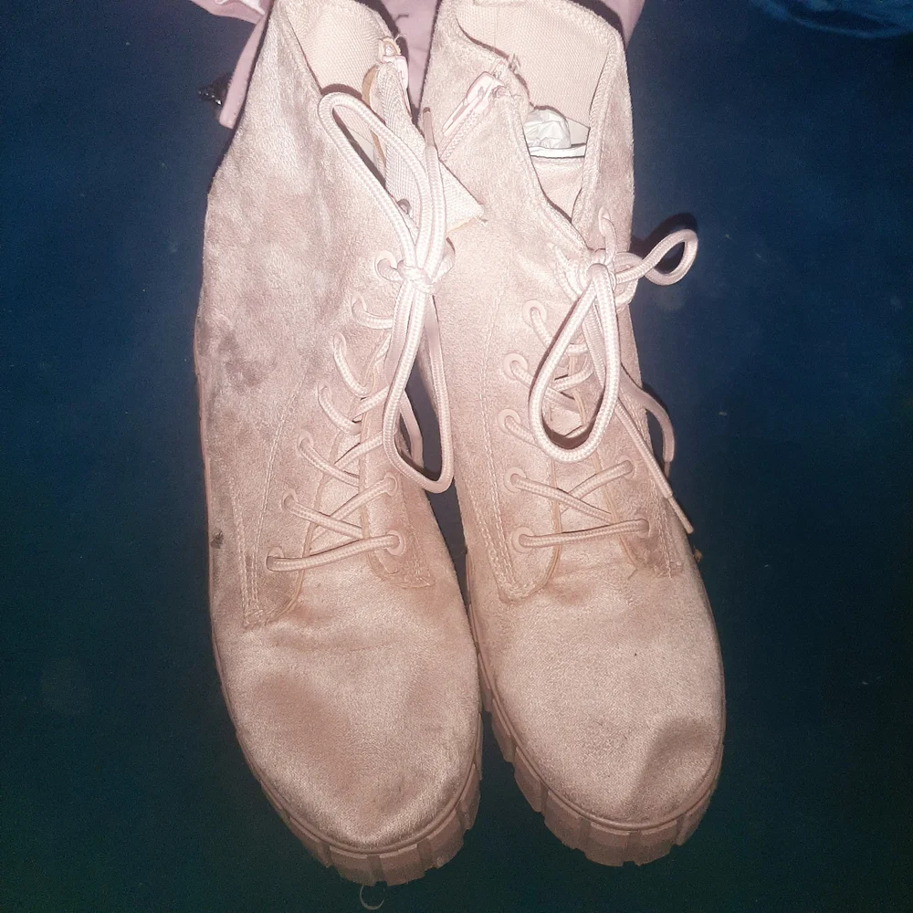 Blush Pink Women's Combat Ankle Boots Size 11 Wmns - Picture 2 of 3